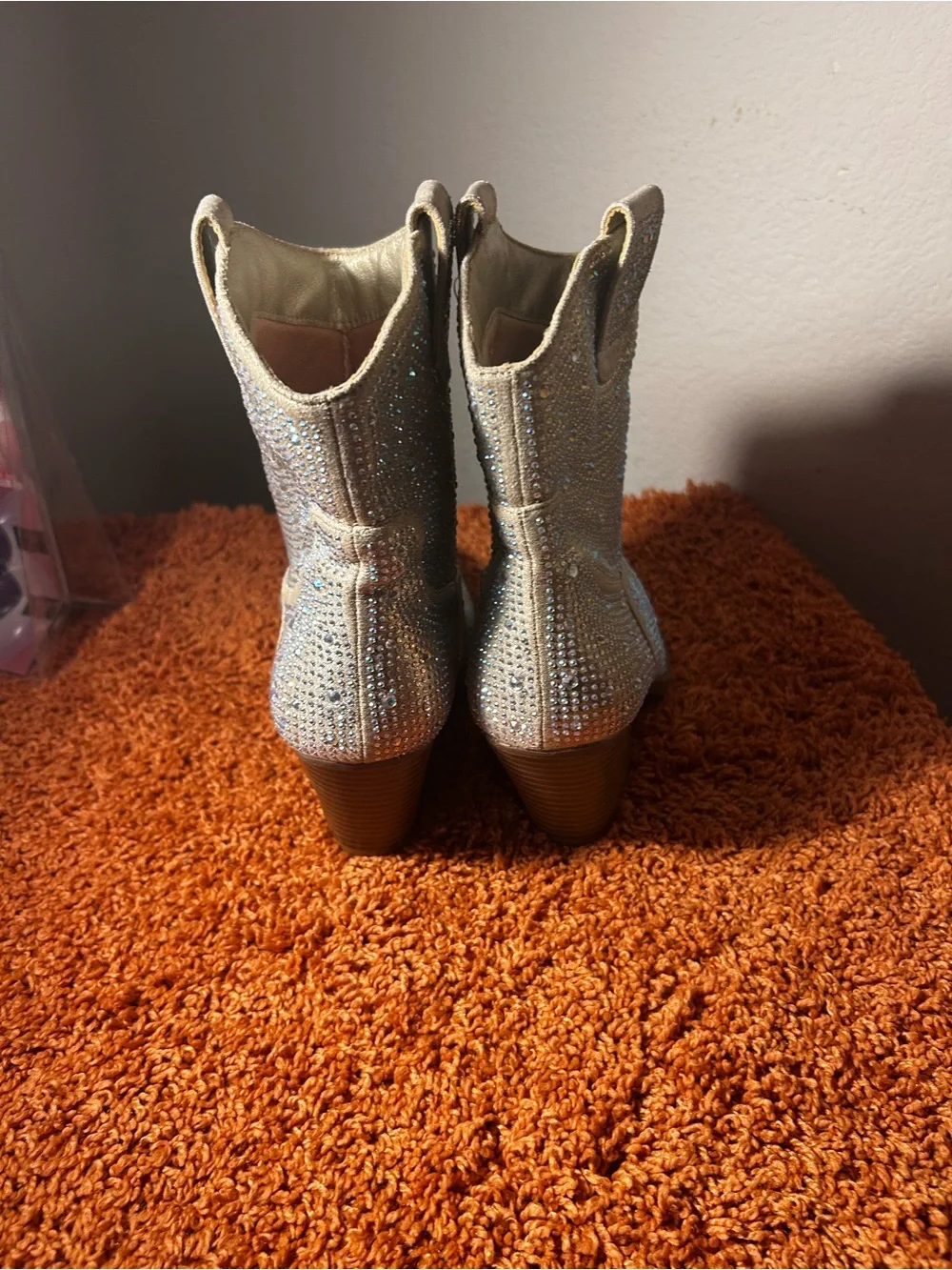 Crystal Embellished Women's Ankle Boots - Silver